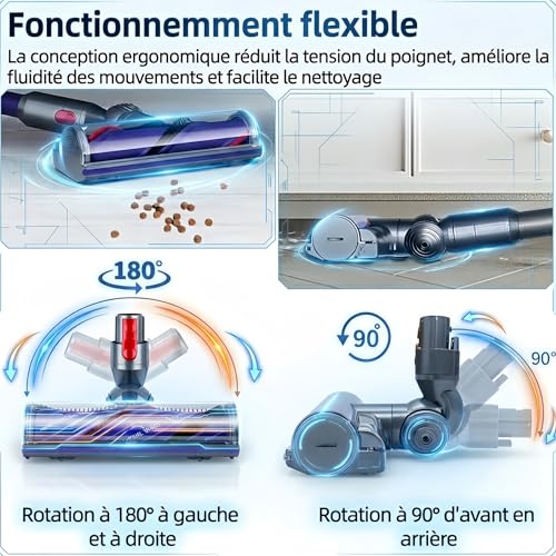Tête de brosse motorisée pour Dyson V7 V8 V10 V11 V15 & SV10 SV11 SV12 SV14 SV17 SV22 SV28 SV47, Rouleau à libération rapide pour sols durs et tapis, avec verrouillage de gâchette