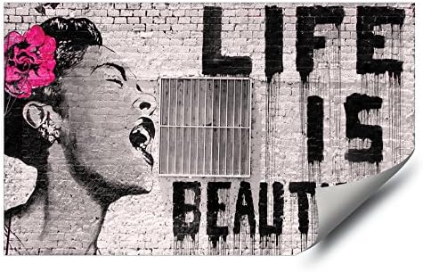 Banksy Street Graffiti Life is Beautiful HD Vinyl Wall Art Removable Decal Sticker