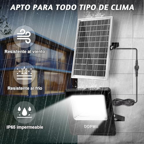 Dopwii Lamparas Solares Exterior 10000mAh, Luces Solares para Exterior Jardin, Panel Solar Bifacial con Absorción de Luz de 360°, Lámpara Solar con 4 Modos de Iluminación y Mando a Distancia(2 Piezas)