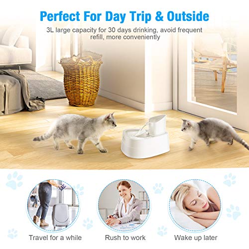 isYoung Cat Water Fountain, 101oz/3L LED Automatic Pet Water Fountain, Ultra Quiet Pet Water Dispenser with Adjustable Water Flow and Activated Carbon Filter for Dogs, Cats, and Small Animals