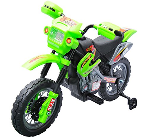 Moto Electrica Infantil Bateria 6V Recargable Niños 5 Años Cargador y Ruedas Apoyo