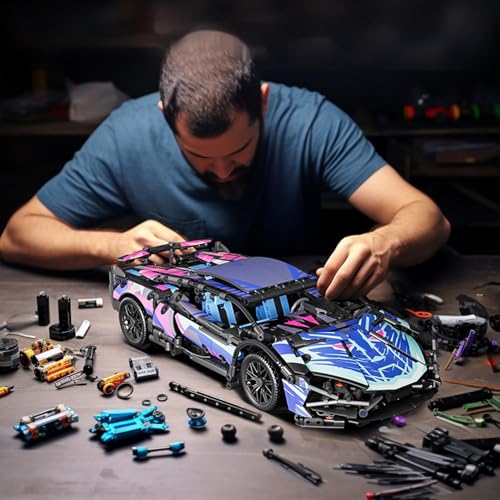 KASTWAVE Sport Car Building Block Sets for Adults, Race Car with LED Lights Collectible 1:14 MOC Model Engineering Toy Birthday Gifts for Boys Boyfriends Men Teens Age 8+ 8-12 12 13 14 (1314 PCS)