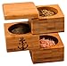Stock Harbor Box Salt Keeper, Bamboo Container with Magnetic Lid for Secure Storage, Three Compartments for Salt and Spices, Spice Holder Organization Jar in an Innovative Sturdy Space Saving Design