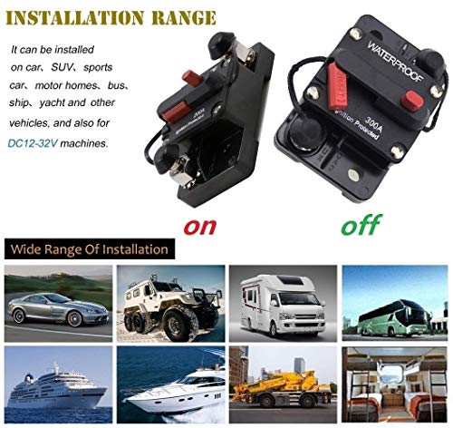 ANJOSHI 300 Amp Circuit Breaker 20A-300A with Manual Reset Waterproof Inline Fuse Inverter for Marine Trolling Motors Boat ATV Manual Power 12V-36VDC