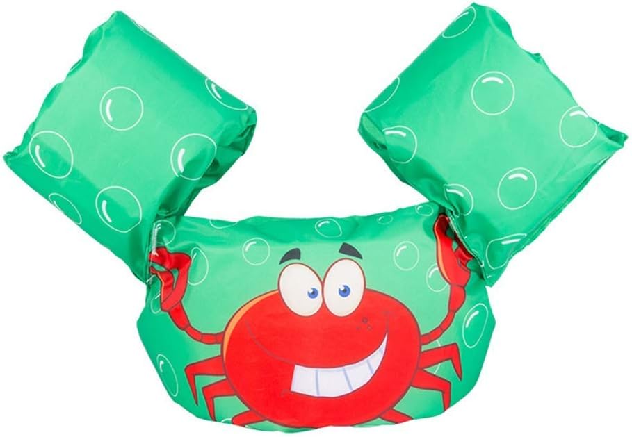 Ruiuzi Swimming Arm bands Float Vest Swimming Pool Jacket Swimming folat Accessories for kids children to learn swim (Green Crab)