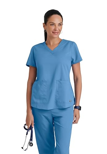 Grey's Anatomy Women's Two Pocket V-Neck Scrub Top with Shirring