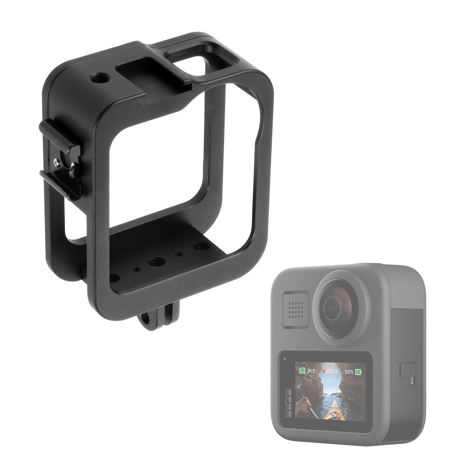 Accessories for Gopro Max Aluminum Alloy Case, Frame Protector Housing Shell with Hot Shoe Interface Compatible GoPro MAX Official Replacement Protective Lense