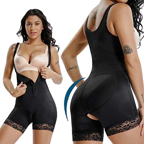 BYBH Women Waist Trainer Shaper Bodysuit - Zipper Tummy Control with Adjustable Shoulder Straps and Hook&Eye
