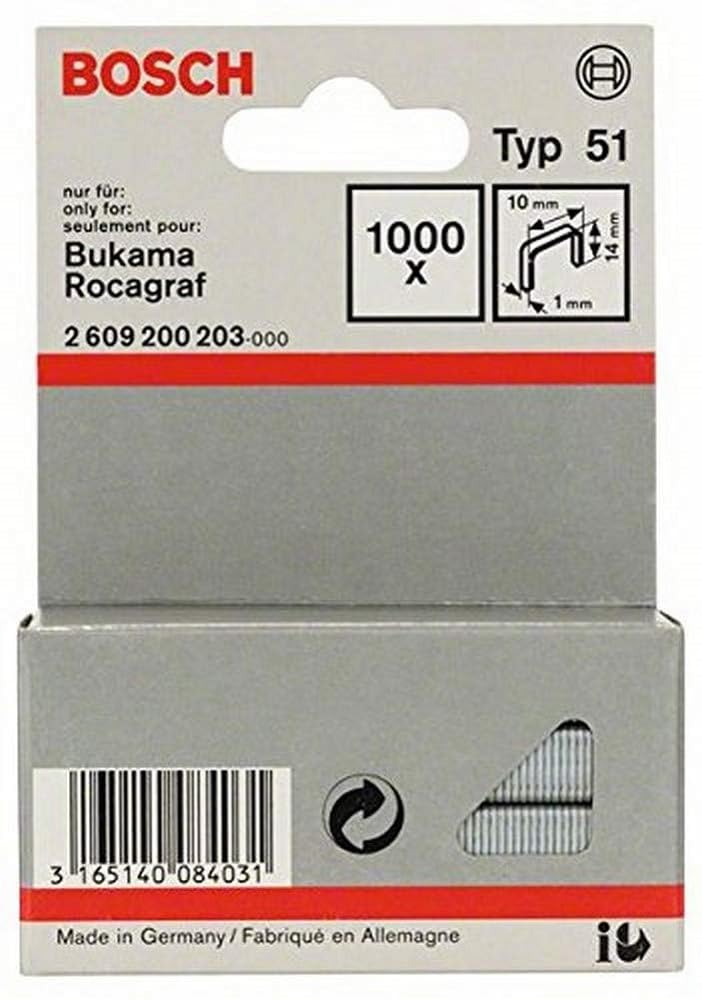 Bosch Accessories 2609200203 Staples Type 51 Pack of 1,000 14 x 10 mm