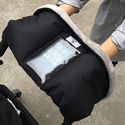 Fleece Stroller Hand Muff, BETITETO Winter Anti-Freeze Gloves for Baby Stroller Jogger Pram Water Resistant Warmer Gift for Parents and Caregivers (Black - Upgrade Version)