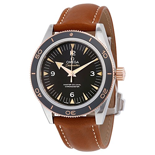 Omega seamaster 300 black dial brown leather mens watch 233.22.41…