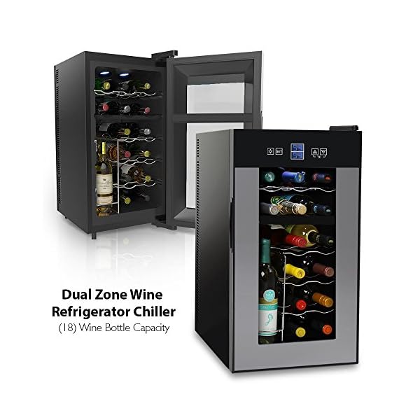 NutriChef-PKTEWCDS1802-18-Bottle-Dual-Zone-Thermoelectric-Wine-Cooler-Red-and-White-Wine-Chiller-Countertop-Wine-Cellar-Freestanding-Refrigerator-with-LCD-Display-Digital-Touch-Controls