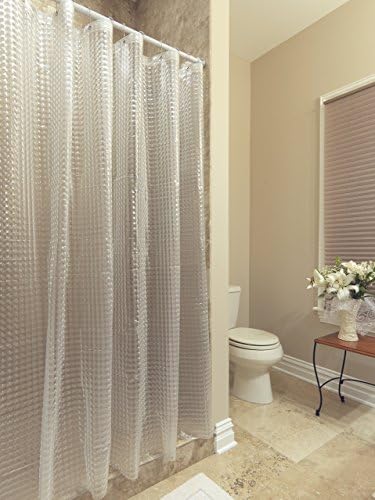 AZK Shower Curtain Liner Clear PEVA Cat-Eye Privacy Pixels Design with Reinforced Grommets, 71" L x 71" H