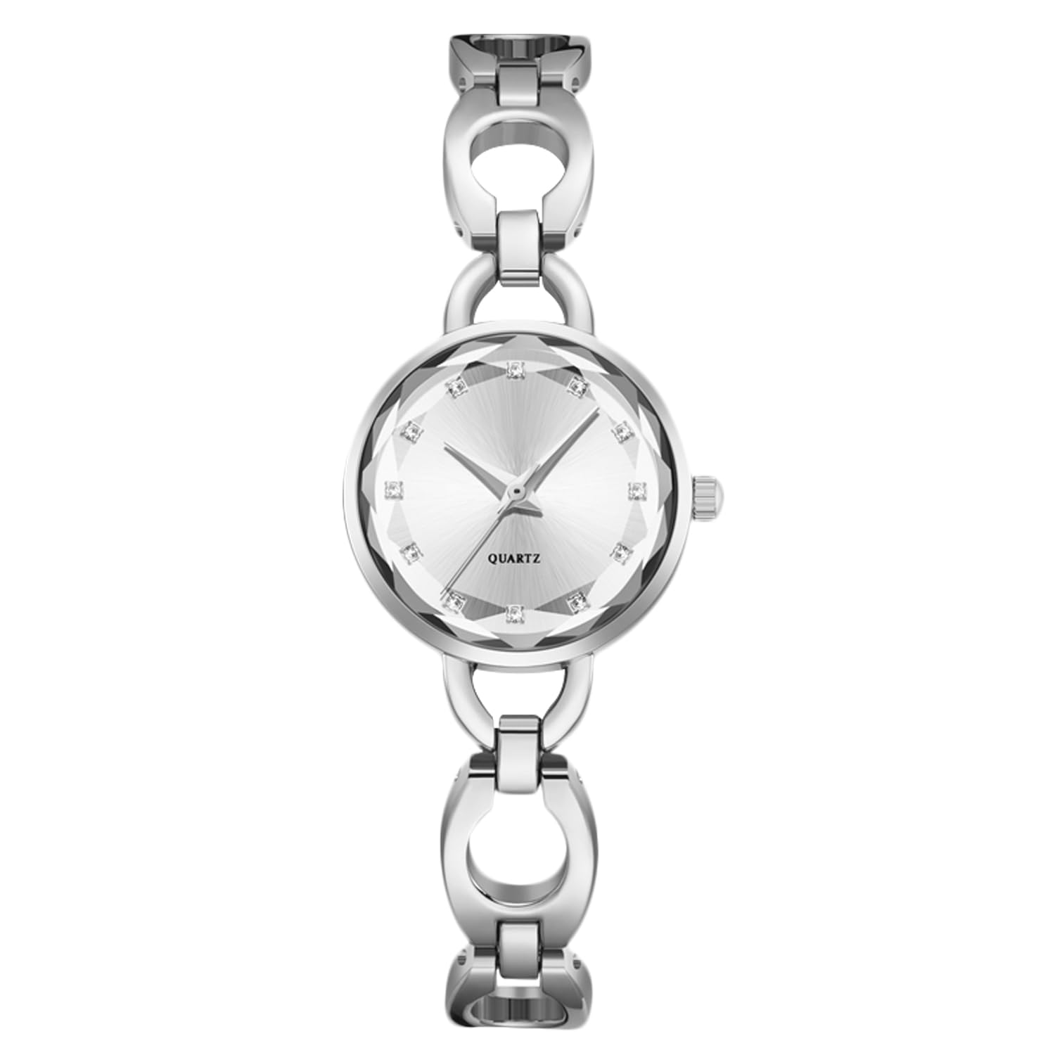 rorios Women's Watch Simulated Diamond Bracelet Watch Quartz Analogue Watches Exquisite Girls Watch Stainless Steel, Silver, Bracelet