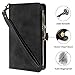 Galaxy S8 Active Case, Linkertech Premium Leather Flip Zipper Wallet Case Cover with Stand Feature & Card Holder & Wrist Strap for Samsung Galaxy S8 Active (Black)