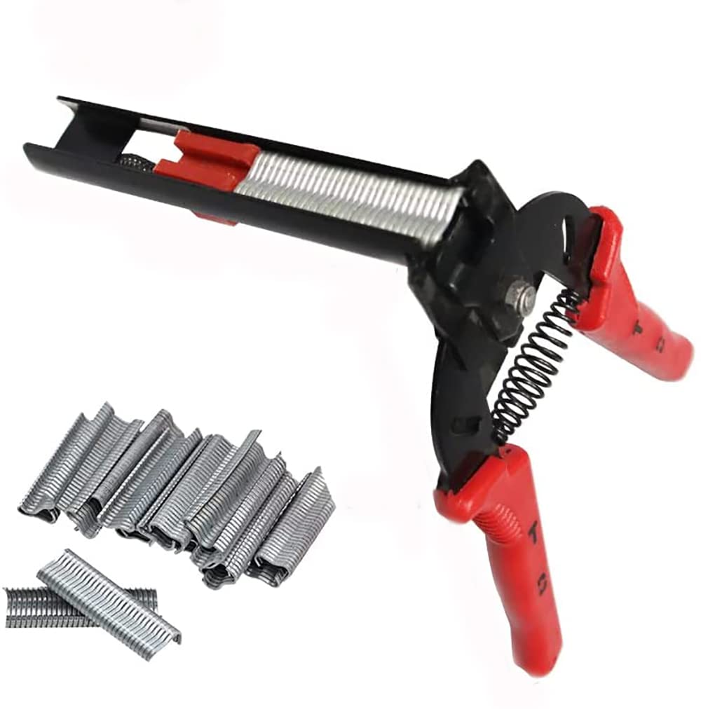 Hog Ring Pliers Type M Ring Clips Cage Clamp with 1200 M Nails Kit Repair Installation Tools for Animals Cages Wire Fencing Fencing