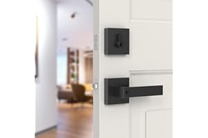 NUTOMO Door Lock Handle for Front Door, Heavy Duty Home Security Interior/Exterior Door Lock Set with Latch for Home Bedroom, Black