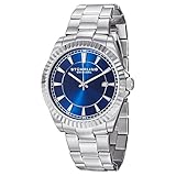 Stuhrling Original Men's 408G.33116 Aquadiver Regatta Marine Swiss Quartz Date Blue Dial Stainless Steel Bracelet Watch