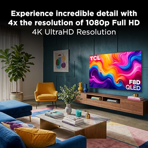 TCL 55 Inch F8D Series 4K QLED with Dolby Vision HDR & Atmos Smart TV with Fire TV, Alexa+, 120Hz Refresh Rate, Game Accelerator 240, High Brightness LED Backlight, Voice Remote