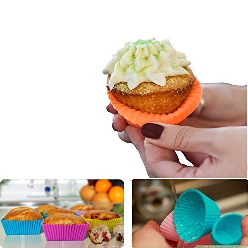 Silicone Cupcake Muffin Baking Cups Liners 36 Pack Reusable NonStick