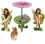 Fairy Garden Set with Figurines & Miniature Furniture Accessories - Fairies Sonya & Maya (9 Piece Kit) By Pretmanns