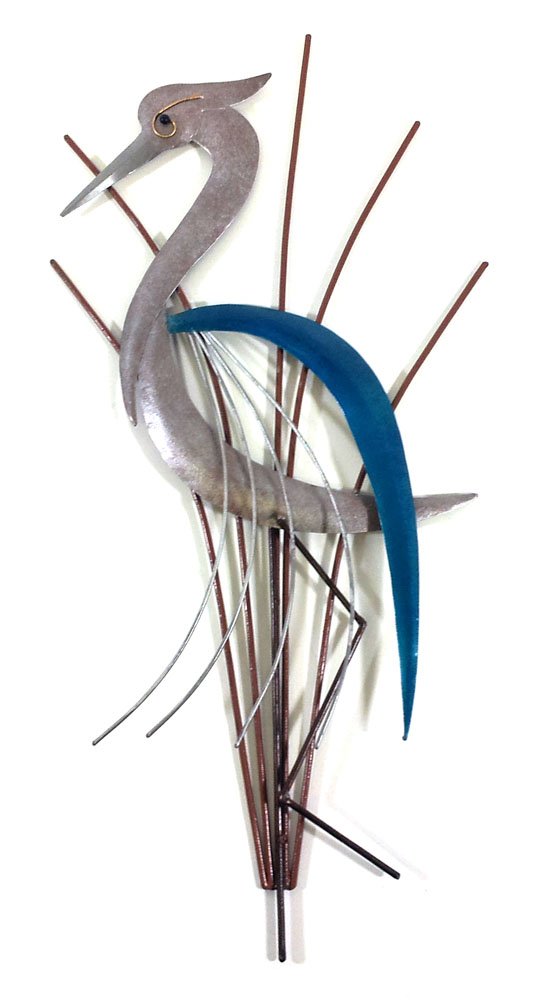 New Contemporary Metal Wall Art Sculpture – Abstract Bird/Heron Head Down