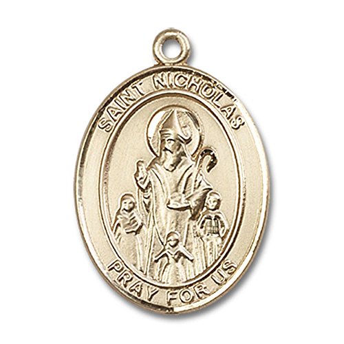 Gold Filled St. Nicholas Pendant 1 x 3/4 inches with Heavy Curb Chain