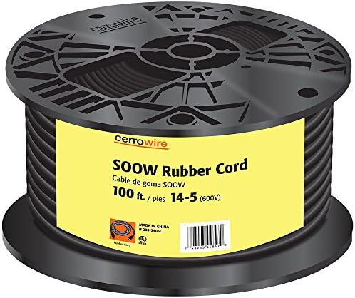 Cerrowire 283-3405C 100-Feet 14/5 SOOW Rubber Flexible Extra Heavy Duty Cord, Black