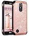 BENTOBEN LG K20 Plus Case, LG Harmony/LG K20 /LG K10 2017 / LG LV5 Case, Luxury Glitter Shockproof Hybrid 2 in 1 Faux Leather Protective Case for LG K20 Plus/LG K20 V/LG K20/LG K10/LG LV5, Rose Gold
