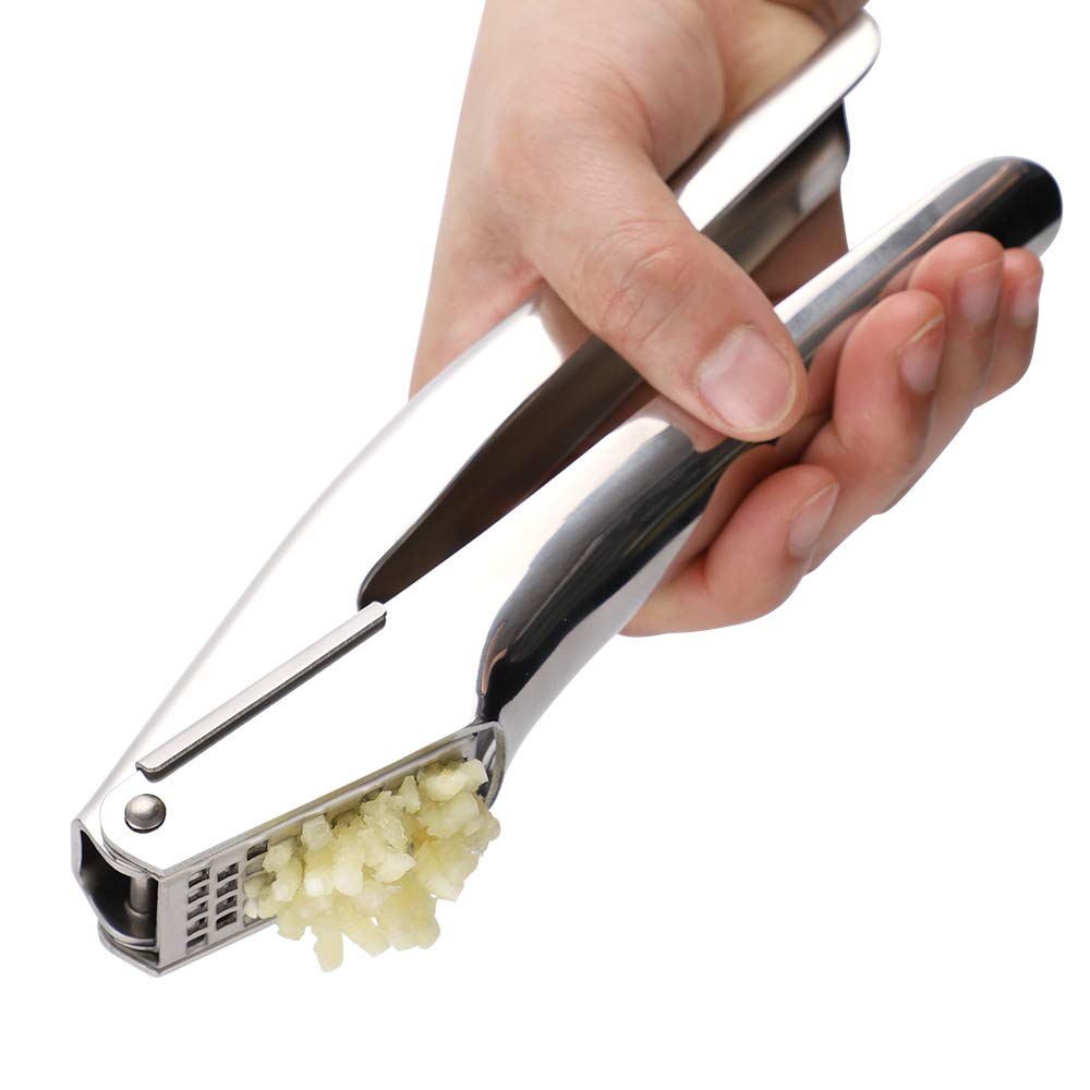MAXAWY Easy-Grips Garlic Press,Professional Stainless Steel Upgraded Crusher Ginger Mincer Squeezer Chopper and Smasher Rust Proof and Dishwasher Safe