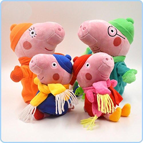 2016 Brinquedos 4pcs/set Winter Pig Family Toys &amp; Hobbies Washable Scarf Cute Toddler Stuffed Animals &amp; Plush