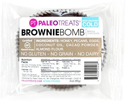 Paleo TreatsBrownie Bomb: Paleo cookie, Gluten-Free, Grain-Free, Dairy-Free, Soy-Free, Real Food Dessert (Box of 12)