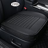 EDEALYN (2PCS PU Leather Seat Covers Auto Seat Protector Car Seat Covers for Front Seat with Side Flaps,(Deep20 inch × Width20 inch × Thick 0.4 inch) (Black-2 PCS)