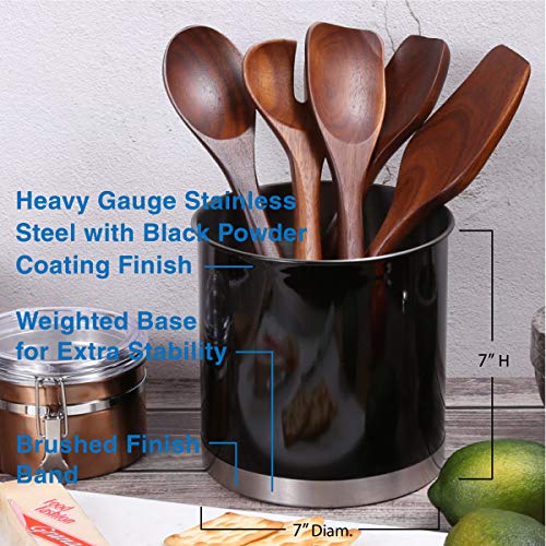 Creative Home Heavy Gauge Stainless Steel Tool Crock Utensil Flatware