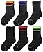 Gold Toe Big Boys' 6 Pack Athletic Crew Sock, Black Assorted, Medium