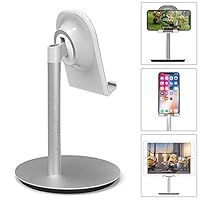 Cell Phone Stand Klearlook 10-45 Degree Tilt Adjustable Phone Stand Desk Holder Compatible with iPhone Galaxy Smartphone Tablet Desk Stand [Silver]