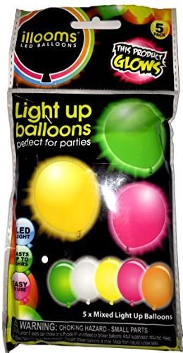 Illooms LED Light Up Balloons 5 count Pack
