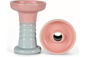 KITOSUN Venus Hookah Bowl - Glazed Clay Phunnel Bowl Perfect Work with Heat Management Device and Foils Good Seal Easy Pull Big Clouds for Better Shisha Nargila Smoking (Matte Pink&Blue)