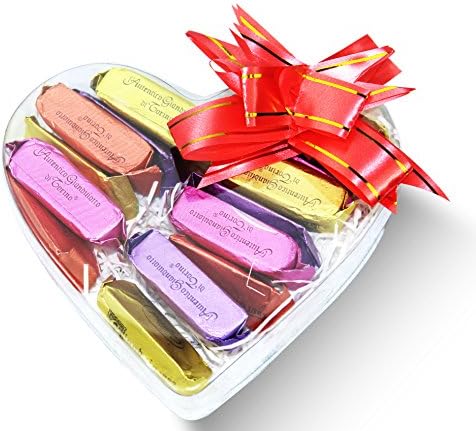 Dulcefina, Valentine Italian Gianduia Clear Heart Box w/Bow (5 oz) (5 Pcs)
