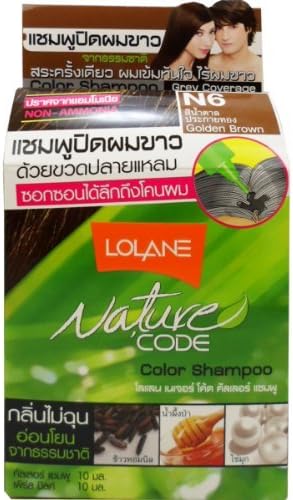 Lolane Nature Code Hair Color Shampoo Golden Brown (N6) Non-ammonia Natural Extract Kit X 5 Boxes by Lolane