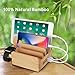 Upow 5-Port USB Charging Station Dock with Apple Watch Stand Bamboo Multi Device Organizer for Fast Charging Smart Phones, Tablets - iPhone, iPad, Samsung Galaxy and Others