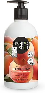 Organic Shop Nourishing Hand Soap Rose & Peach 500ml Gentle Cleansing Softens view 1