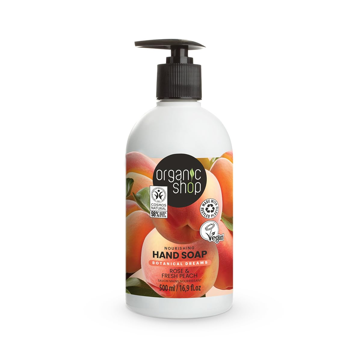 Organic Shop Nourishing Hand Soap Rose and Peach, 500ml