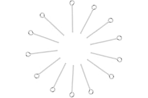 RUWADO Royee 100 Pcs Eye Pins Metal Wire Open Eye Head Pins Needle for Beading DIY Craft Art Earring Pendant Necklace Jewelry Finding Making Bracelet Decoration Accessories (Silver)