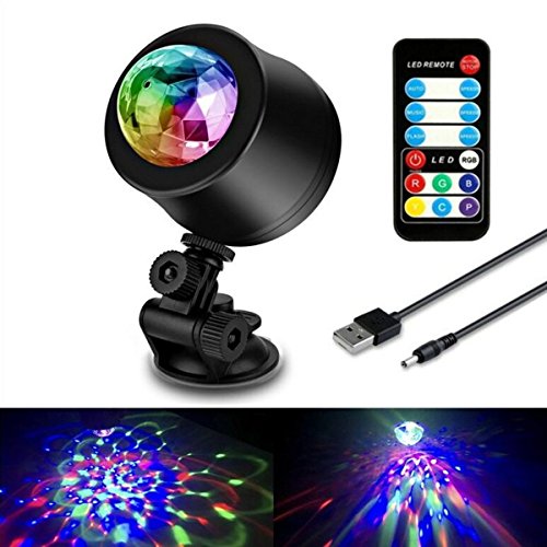 HENGJIA Activated LED Disco Ball Stage Lights with Remote Control - Strobe Lamp 7 Modes Stage RBG Disco Ball,USB Port LED Atmosphere Dj lights,KTV Xmas Party Wedding Rotate Magic crystal ball lights