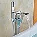 Zovajonia Waterfall Spout Bathtub Shower Faucet Floor Mounted Mixer Tap Free Standing Tub Filler with Hand Shower,Chrome Finish