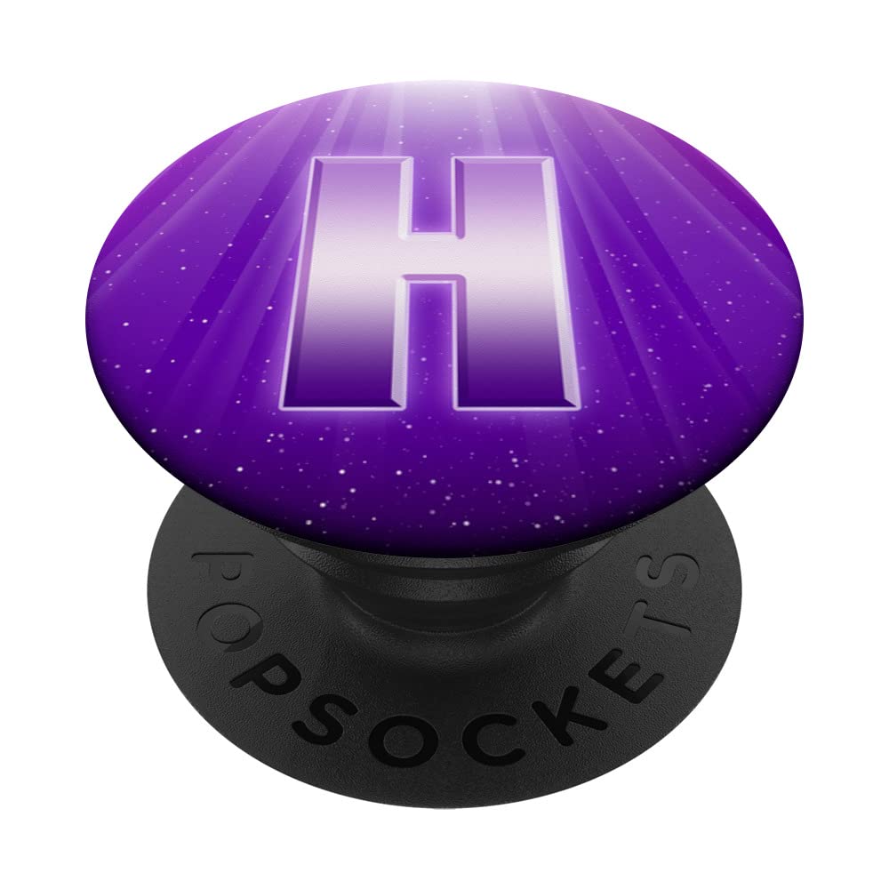 Monogram Initial Letter H Pop Socket Purple Letter H PopSockets Swappable PopGrip