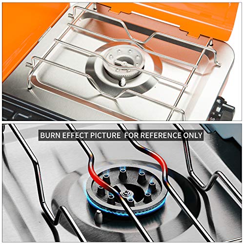 Liquid Propane BBQ Gas Grill,Barbecue Grill Outdoor Cooking Camping Stove Portable Stainless Steel,Orange - Thumbnail 5