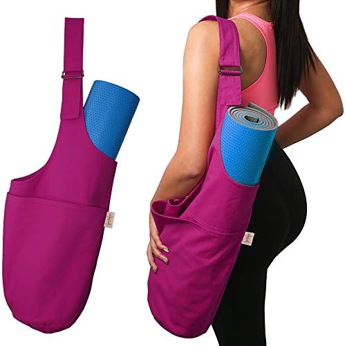 SporthoCare Yoga Mat Bag &amp; Carrier | Multifunctional with Adjustable Shoulder Strap | Yoga Mat Tote w/ Large Side Pocket &amp; Zipper Pocket | Fits Most Size Yoga Mats | Complete Kit with Yoga Ebook