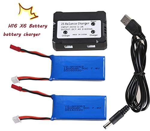 DEERC 7.4V 1200mAh 30C Rechargeable Li-po Battery Spare Parts for JJRC H16 YiZhan Tarantula X6 RC Quadcopter Replacement